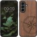 kwmobile telefoonhoesje geschikt voor Samsung Galaxy A57 5G - Houten Back Cover - Donkerbruin Vintage Kompas