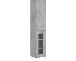 vidaXL Hoge kast 34,5x34x180 cm bewerkt hout betongrijs