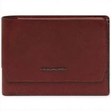 Piquadro Portefeuille pour homme avec fenêtre d'identification rabattable en cuir, Terre cuite, Décontracté