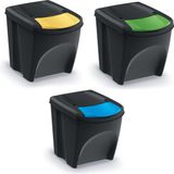 Keden Prosperplast Kaden - Prullenbak set van 3x25L - Zwart
