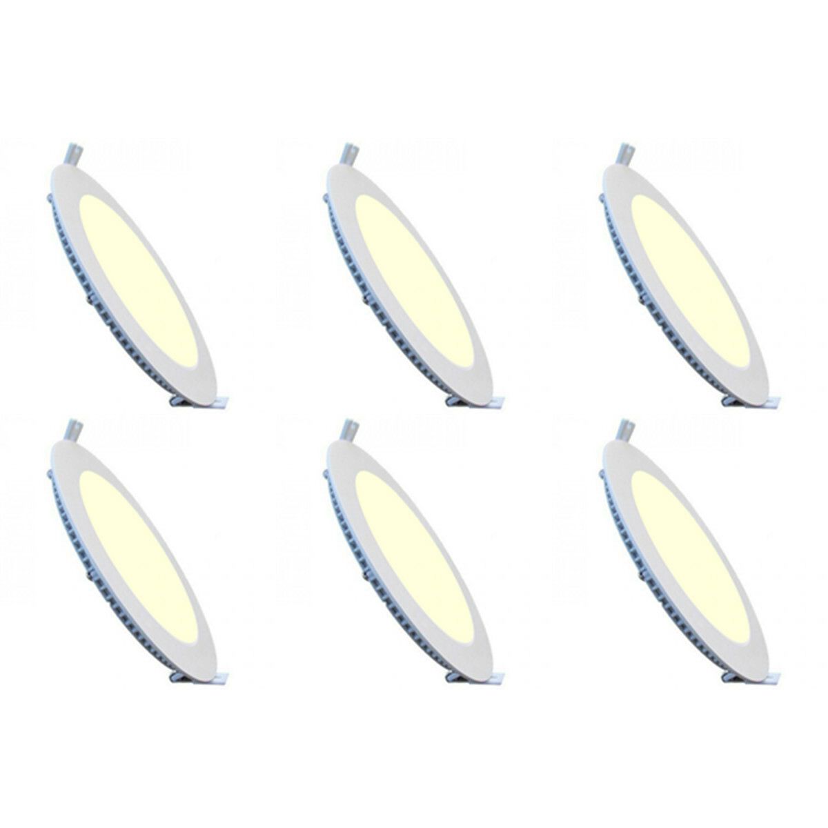 BES LED LED Downlight Slim 6 Pack - Inbouw Rond 3W - Warm Wit 2700K - Mat Wit Aluminium - Ø83mm