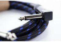Cordial 14781 Jackplug Instrumenten Aansluitkabel [1x Jackplug male 6,3 mm (mono) - 1x Jackplug male 6,3 mm (mono)] 5 m Zwart, Blauw Textielmantel