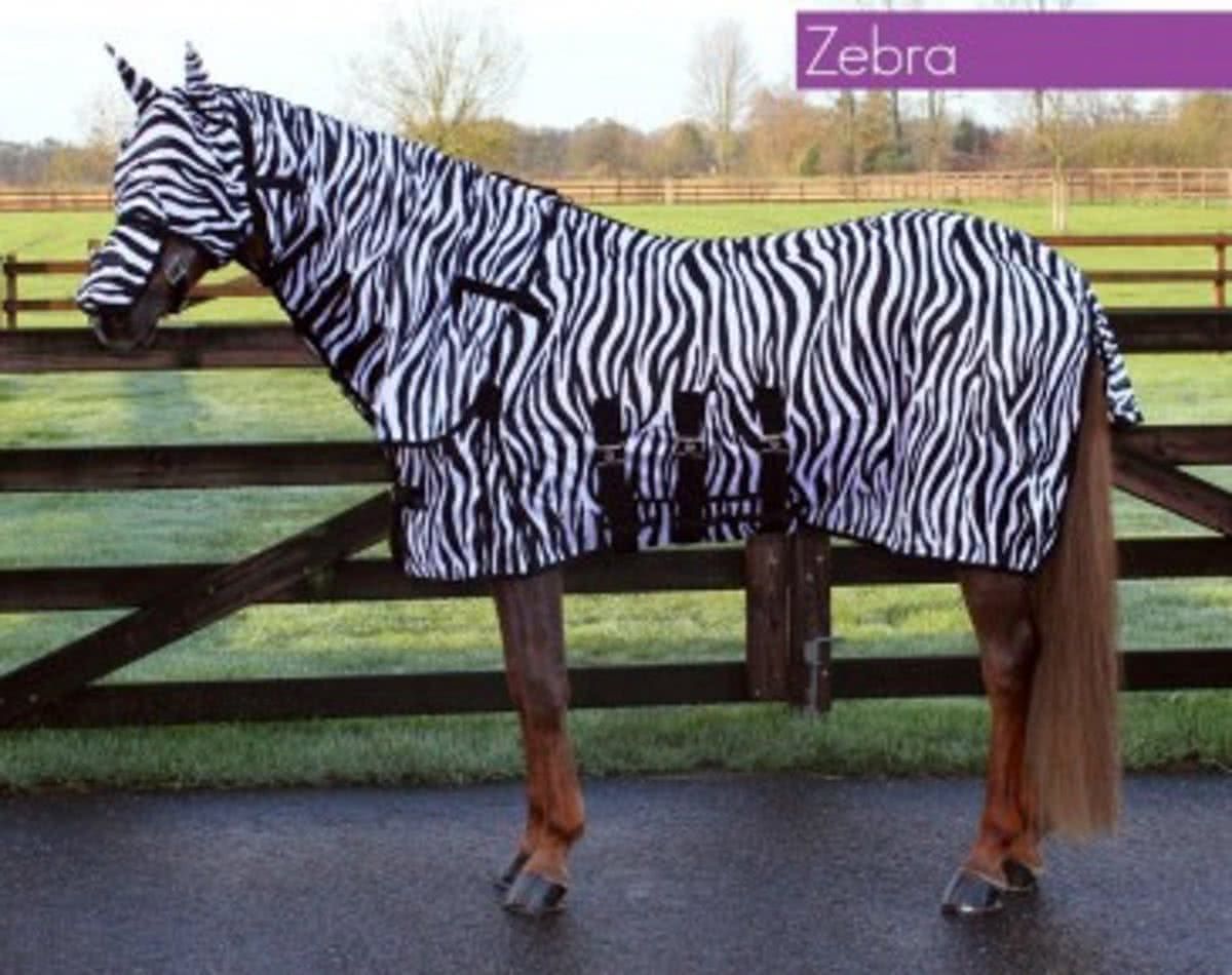 QHP Vliegendeken Zebra met hals en masker - Zebra - 175