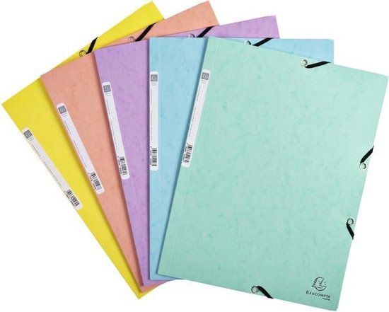 Exacompta 5 x Elastomap Aquarel 3-kleps A4 Glanskarton Assorti