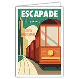 Afie Urbaine Citadine Tramways City Roadtrip Retro Vintage 69-4328 Verjaardagskaart met envelop, mini-poster in formaat 17 x 11,5 cm