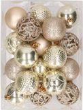 Bellatio Decorations Shoppartners Bv 37x Kunststof Kerstballen Licht Champagne 6 cm