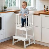 COSYLAND Montessori Leertoren voor Kinderen vanaf 18 Maanden, Stabiele en Kantelveilige Constructie (Wit)