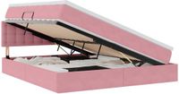vidaXL Opbergbed met hoofdeinde, roze, 160 x 200 cm, fluweel