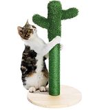 BAKAJI Felini Krabpaal, cactus, boomvorm, plant voor katten, dieren, katten, kleur groen met interactieve bloem voor nagels, krasbestendig speelgoed, stabiel, robuust, henneptouw