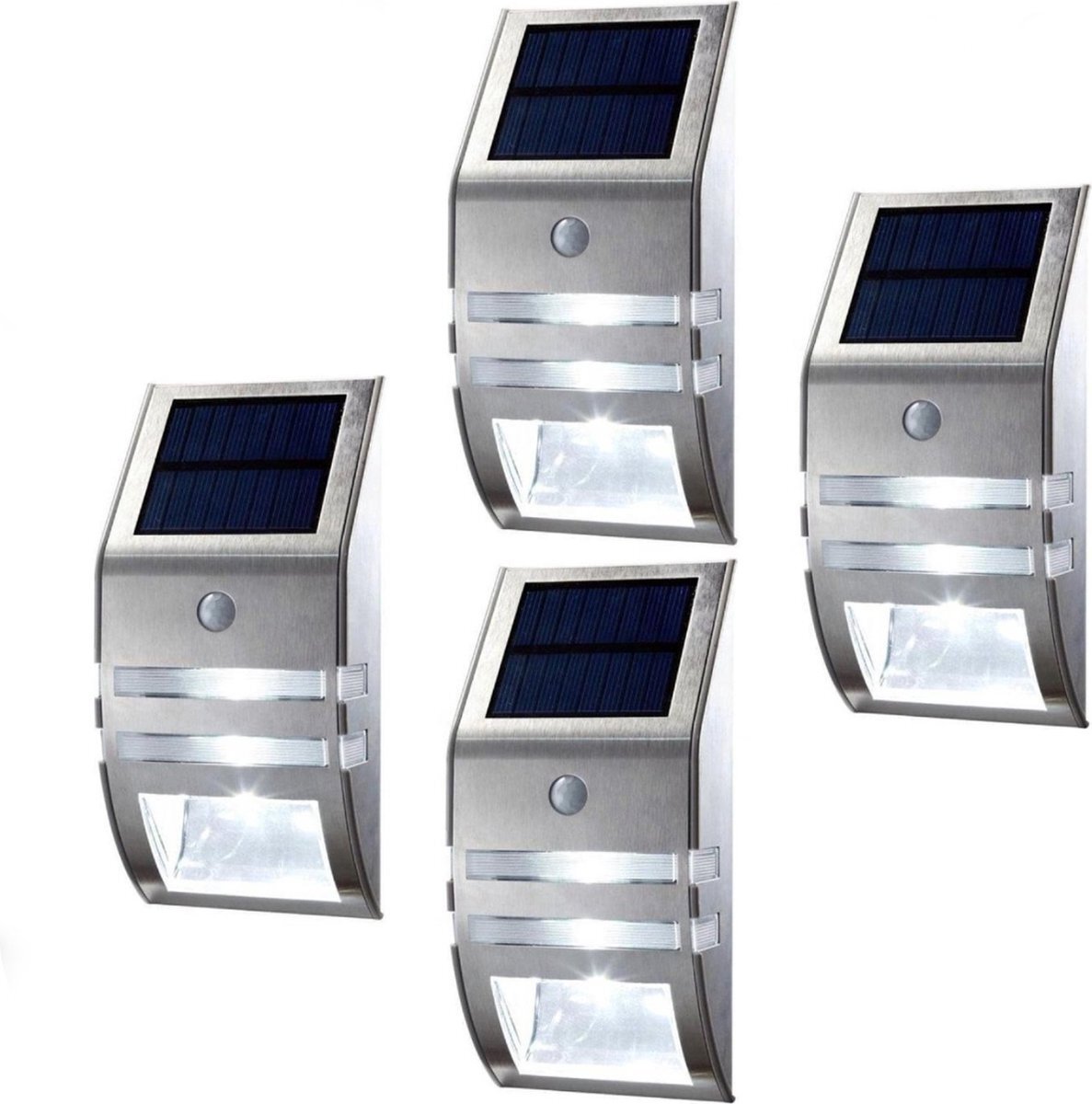 EZMarkt 4 Stuks Solar Wandlamp Op Zonne-Energie - Buitenlamp - Bewegingssensor - Dag / nacht sensor - Tuinverlichting - LED