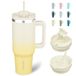 BJPKPK 1200 ml Tumbler Met Handvat Geïsoleerde Bekers Met Deksel En Stro Roestvrij Staal Thermische Beker, Citroen
