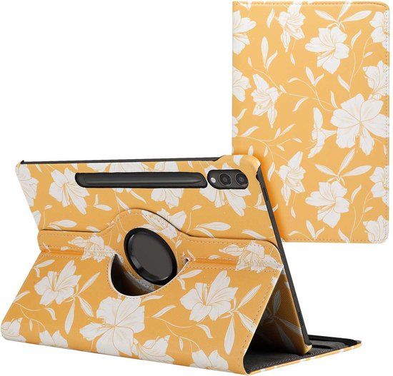 iMoshion 360° Draaibare Bookcase 2.0 - Geel / Yellow Flowers voor Samsung Galaxy Tab S9 Plus
