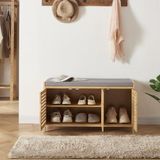 en.casa Schoenenkast Selk 50x90x35 cm bamboe grijs