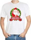Bellatio Decorations Gangster Kerstman Foute kerst shirt wit - Merry Fucking Christmas - voor heren M