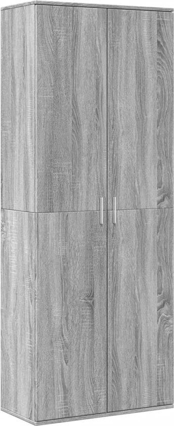 vidaXL Hoge kast 70x35x180 cm bewerkt hout grijs sonoma eikenkleurig
