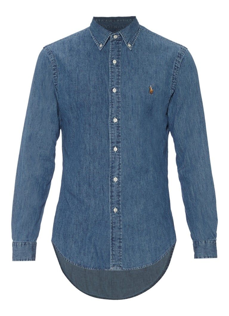 Ralph Lauren Slim Fit Chambray Shirt with Logo Embroidery