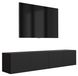 3xE living meuble TV avec façade nervurée, noir mat, 170 x 32 x 33 cm