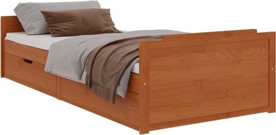 vidaXL Bedframe met lades massief grenenhout honingbruin 90x200 cm