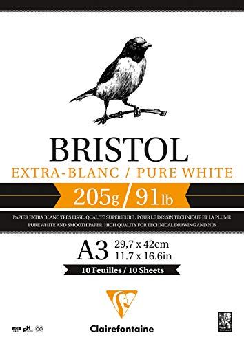 Clairefontaine Bristolkarton Blok - DIN A3 - 205 g - 20 vellen - wit