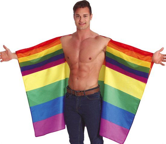 Fiestas Guirca - Cape Regenboog vlag - One Size - Unisex - Multicolor