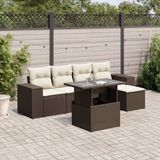 Maison Exclusive - Ensemble de meubles de jardin 6 pièces avec canapé et coussins, marron, en polyrotin