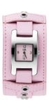 Clips 553-1008-77 Horloge - Leer - Roze - Ø 28 mm
