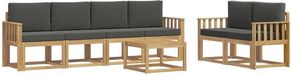 vidaXL - Salon d'angle - 6 places - Blanc et anthracite - Acacia bois