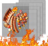 OEM Elodame B.V. Grillmat - BBQ mat - Set van 5 Antiaanbak Grillmatten voor Buiten - Gelijkmatige Verhitting - Makkelijk Schoon te Maken - Herbruikbare BBQ Accessoires - Werkt op Gas Houtskool en Elektrische Grills - Formaat 33x40 cm - Zwart