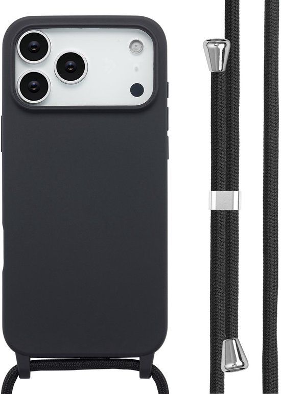 imoshion Hoesje - Geschikt voor Apple iPhone 17 Pro Max - Siliconen hoesje met koord - Zwart