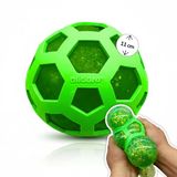 alldoro 60294 XXL Mesh Squishy Stress Ball, om te drukken en te kneden, groen met glitter, Ø ca. 11 cm, fidgetspeelgoed voor kinderen vanaf 3 jaar