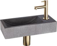 Differnz Ribble Fonteinset Bombai black natuursteen kraan recht mat goud 38.402.27