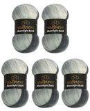 Wollbiene Moonlight Batik breiwol, 500 g, voor breien en haken, 20% wol, Turkse kleurverloopwol (5 x 100 g, 5000 zwart, grijs, wit)