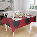 Bonamaison Tafelkleed, Anti-Mold, Sneldrogend, Waterdicht, 100% Polyester Tafellaken, rood Zwart, 140 x 160 Cm
