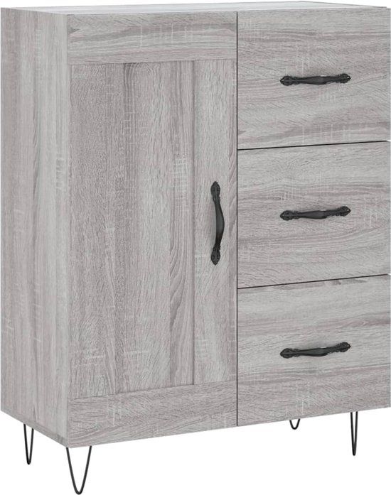 vidaXL Dressoir 69,5x34x90 cm bewerkt hout grijs sonoma eikenkleurig