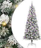 vidaXL Kunstmatige Hinged Kerstboom 300 LED's Groen en Wit 240 cm