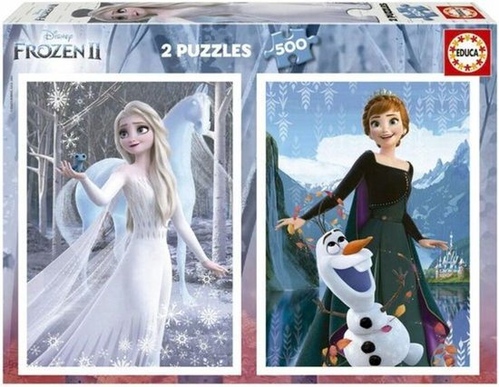 Educa Disney Frozen II, 2 puzzels, 500 stukjes, Anna en Elsa, 19016, meerkleurig