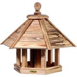 Vogelvoederhuis met voedersilo, vogelhuis om neer te zetten, 45 x 45 x 47 cm, grenen, gevlamd