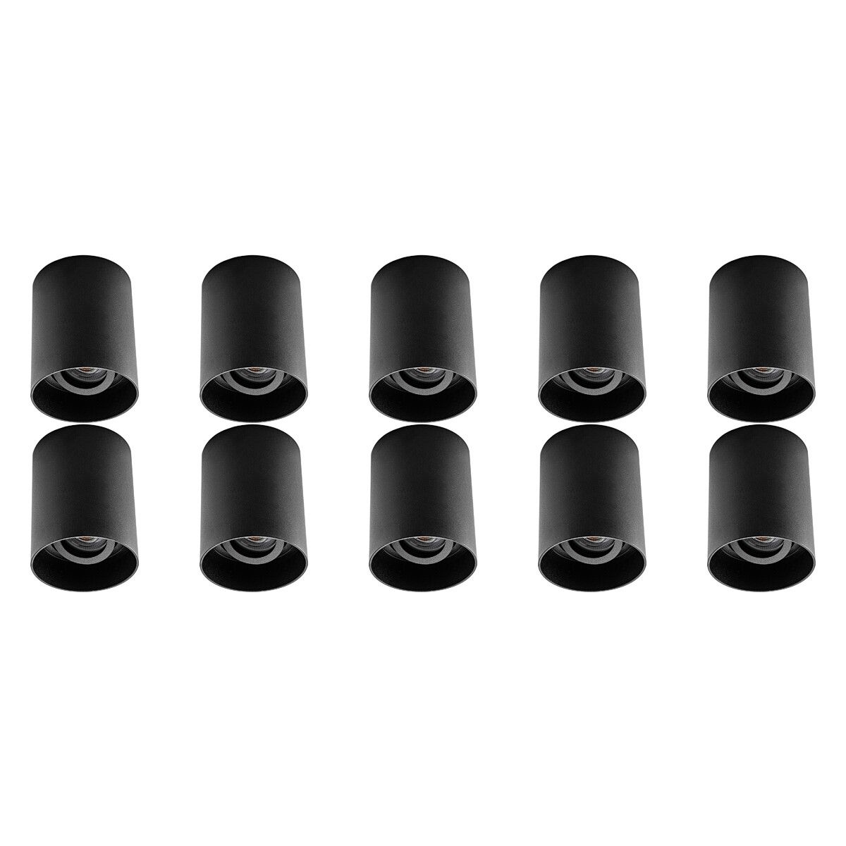 BES LED Opbouwspot 10 Pack - Pragmi Luxina Pro - GU10 - Rond - Mat Zwart - Aluminium - Kantelbaar - Ø90mm