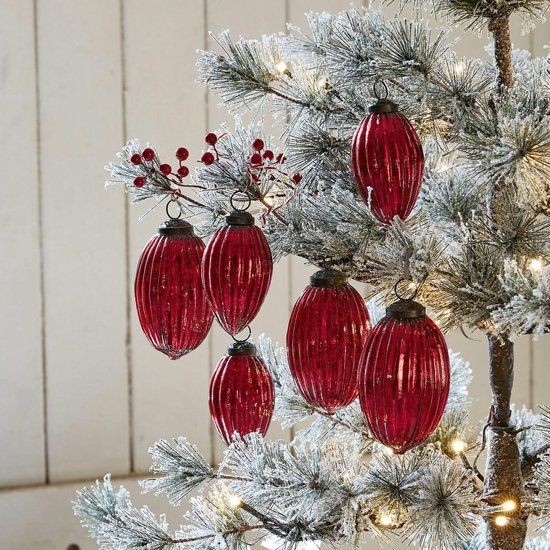 LOBERON Kerstversiering, set van 6 Blavet antiekrood