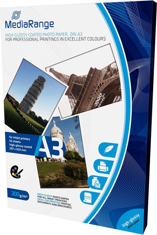 MediaRange Foto Papier Hoogglans A3 200g - 50 Pag.