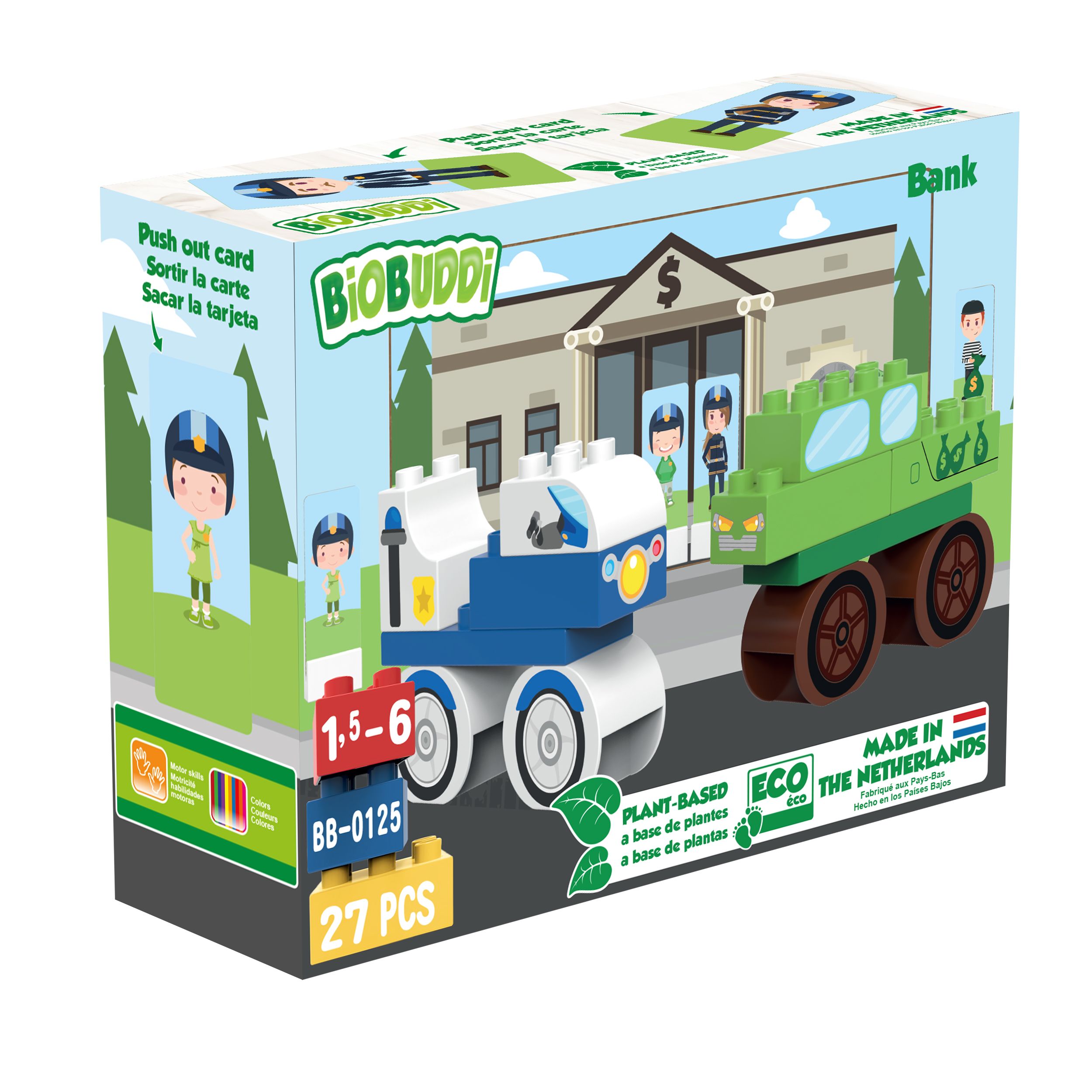 BiOBUDDi Town Bank - 27 delig | Bouwspeelgoed | 1.5 - 6 jaar
