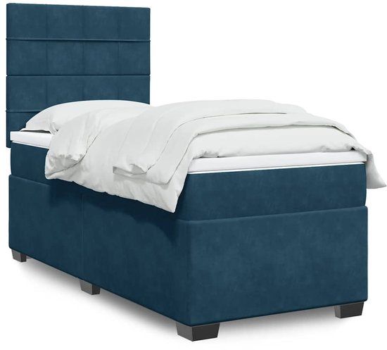 vidaXL Boxspring met matras fluweel blauw 80x200 cm