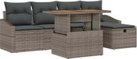 vidaXL Tuinbank - Set - 6 - st - Grijs - poly - rattan