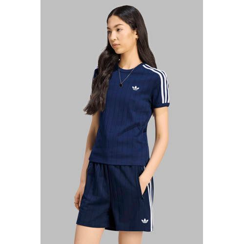 adidas Originals gestreept T-shirt - donkerblauw