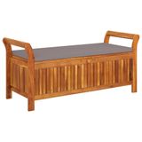vidaXL Tuinbank met opbergruimte en kussen, 126 cm, massief acaciahout