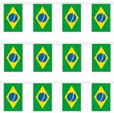 Merkloos / Sans marque Brazilie Brazilie vlaggenlijn slinger - 3x - 300 cm - polyester stof - met 10 vlaggetjes - binnen/buiten
