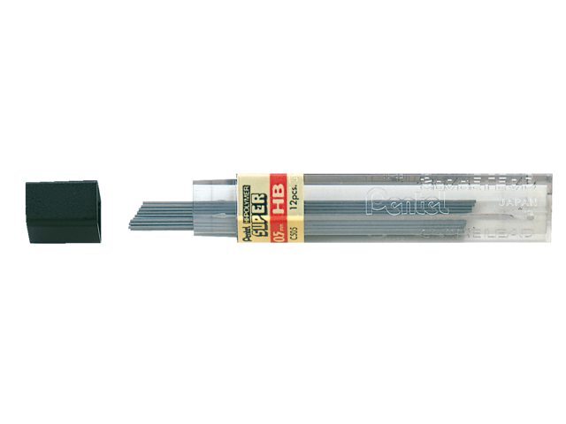 Pentel Potloodstift 0.5mm zwart per koker HB