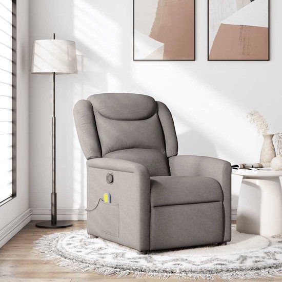 vidaXL Massagestoel verstelbaar stof taupe