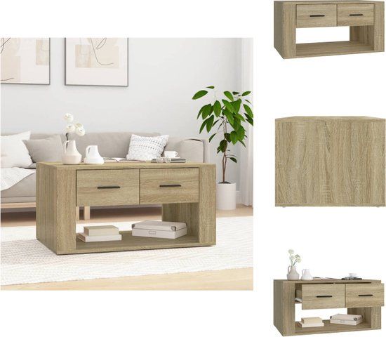 VidaXL Salontafel 80x50x40 cm bewerkt hout sonoma eikenkleurig