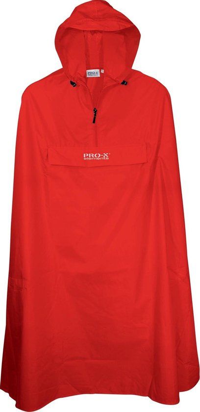 Pro-X Elements Poncho Paso - Unisex - Rood - XL - Waterdicht - Winddicht - Reflecterend